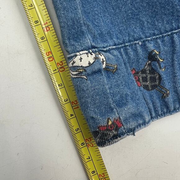 Vintage Denim Overalls Mandal Bay Printed Hens - Picture 8 of 11